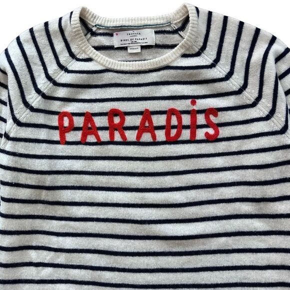 Trovata The Renee Cashmere Sweater Paradis Navy Stripes Size Medium - Picture 4 of 8